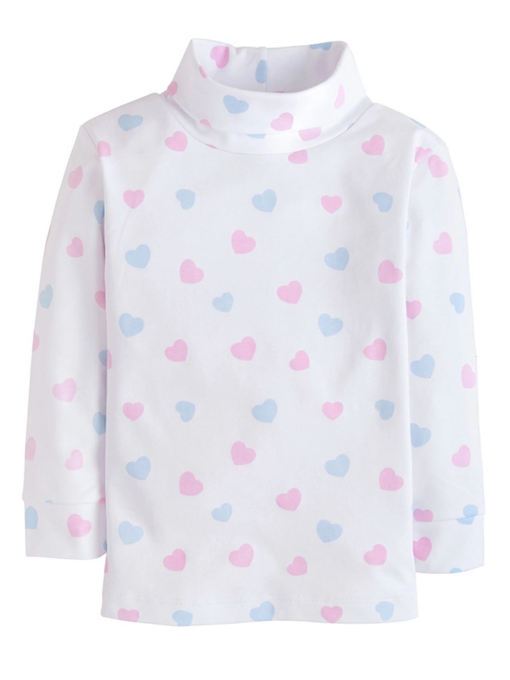 Kids White Turtleneck with Pink & Blue Hearts size 8